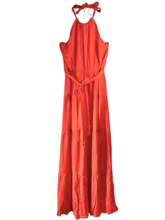 C+D+M Dresses & Skirts - C+D+M Orange Halter Tie Tiered Maxi Dress XL